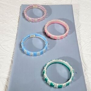 West Germany Colorblock Molded Lucite Vintage Bracelets Set Of 4